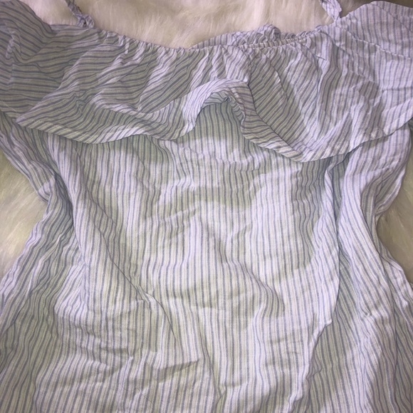 Blue off the should blouse with stripes! - Picture 2 of 2